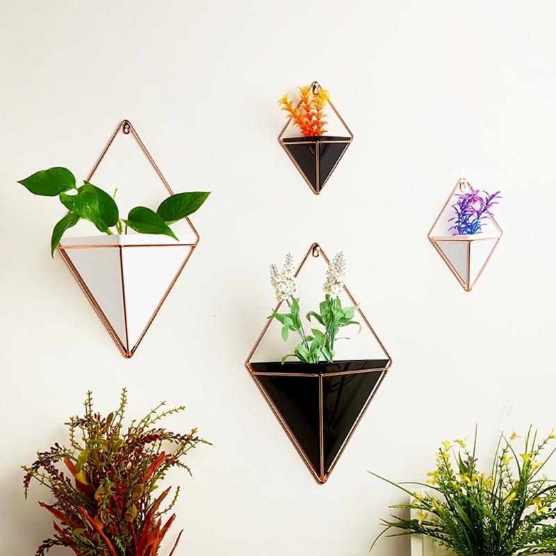Unique pots for indoor plants and growing succulents: pyramid pot triangular wall hanging planter for succulents or houseplants