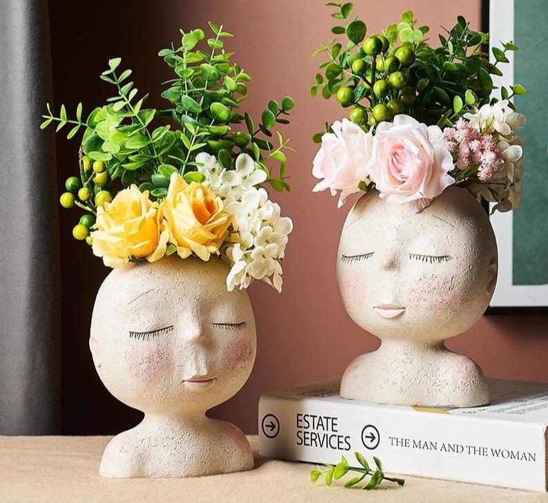 Unique Pots for Indoor Plants & succulents: head planter with face for houseplants